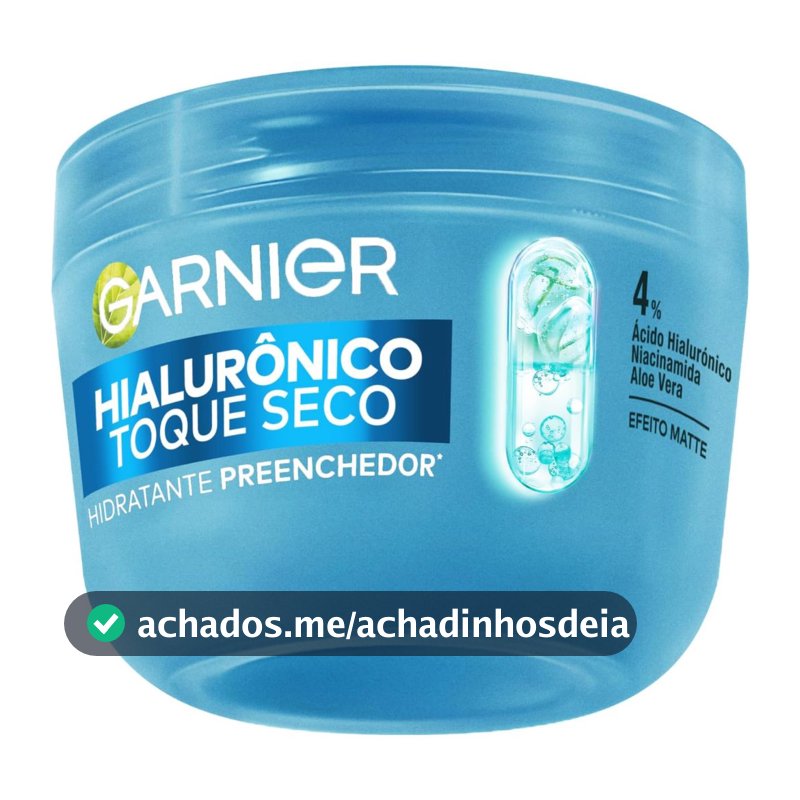 Gel Creme Hidratante Facial Hialurônico Toque Seco com Ácido Hialurônico e Niacinamida, Peles Mistas e Oleosas, 85g
