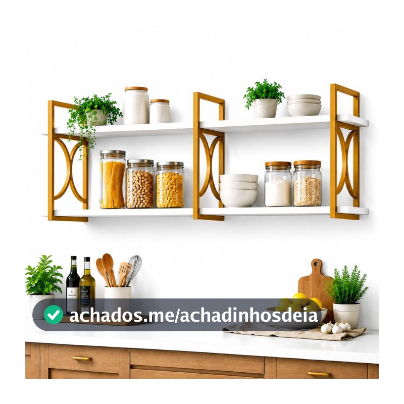 Prateleira Industrial Suspensa Nicho Decorativo Organizador  Parede MDF Premium Sala Quarto Cozinha