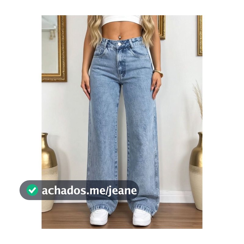 Calça Wid Leg MARMORIZADA Jeans Feminino Sem lycra