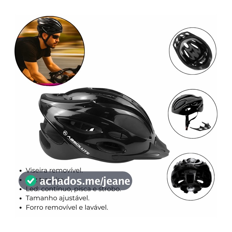 Capacete Ciclismo Absolute Nero Com Led