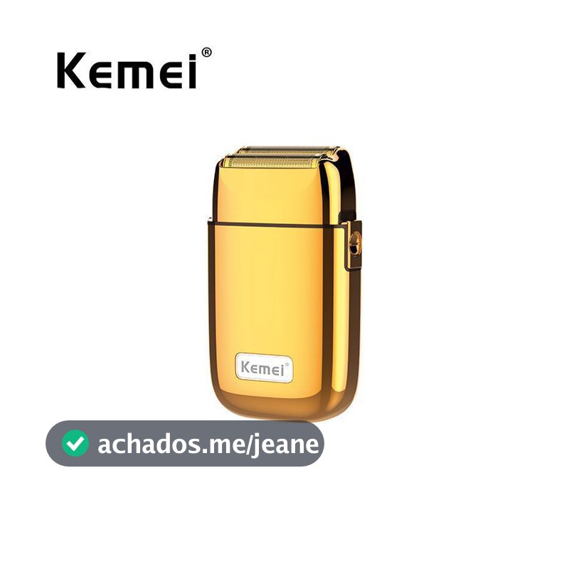Kemei KM-TX1 Pro Barbeador De Folha Dupla De Metal Super Close/Lâmina Elétrica/Zero/Cor Dourada