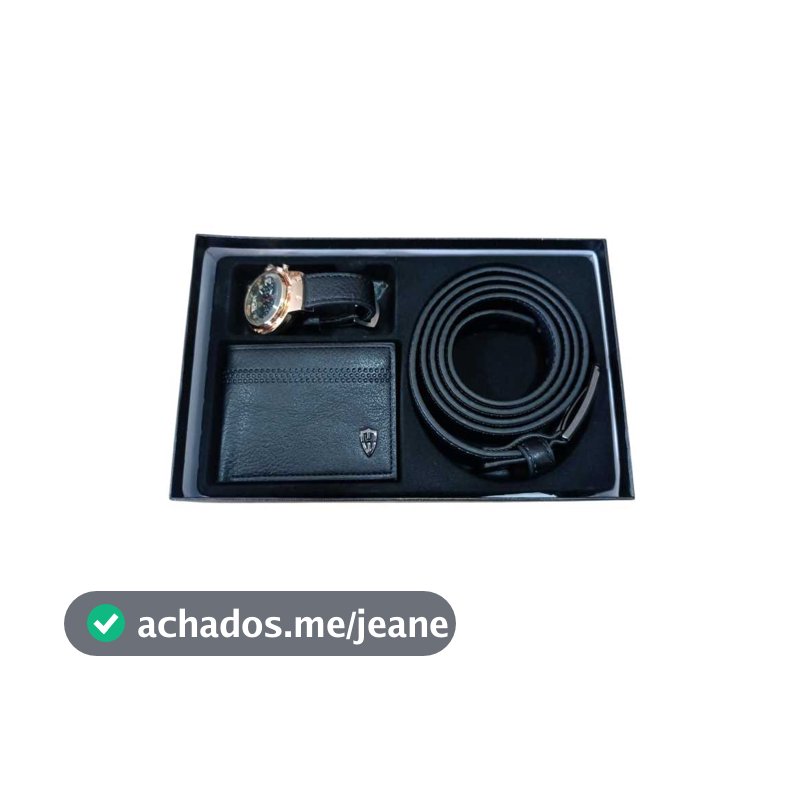 Kit Masculino Clássico Cinto Carteira e Relógio