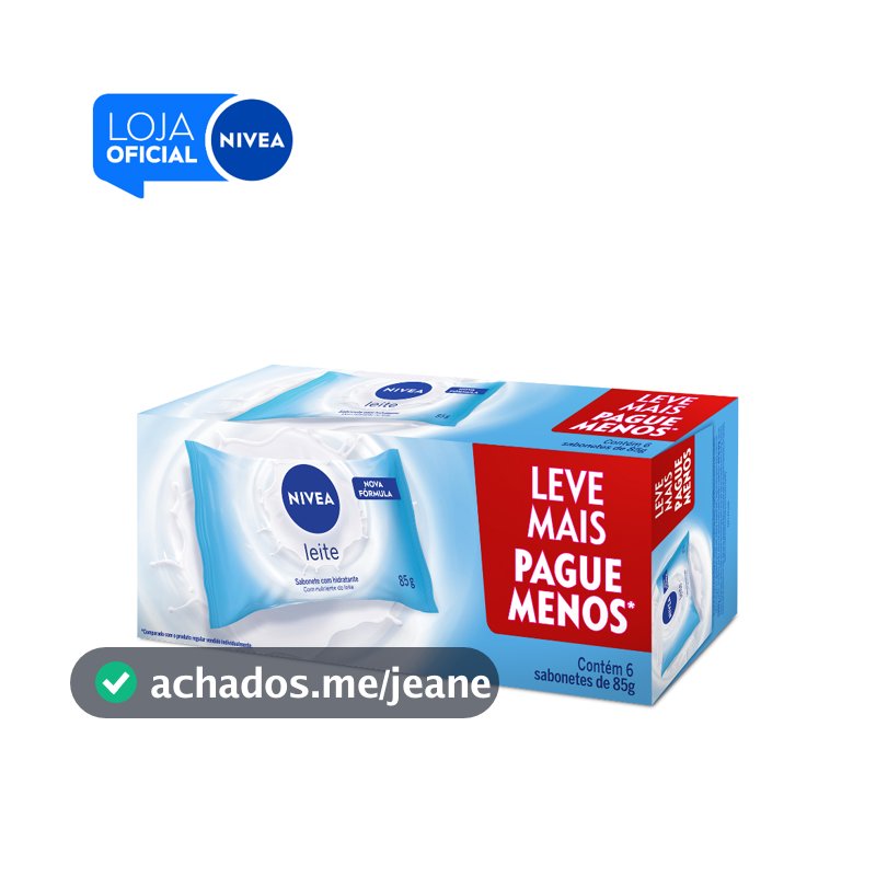 Kit NIVEA Sabonete em Barra Hidratante Leite 85g (6 unidades)