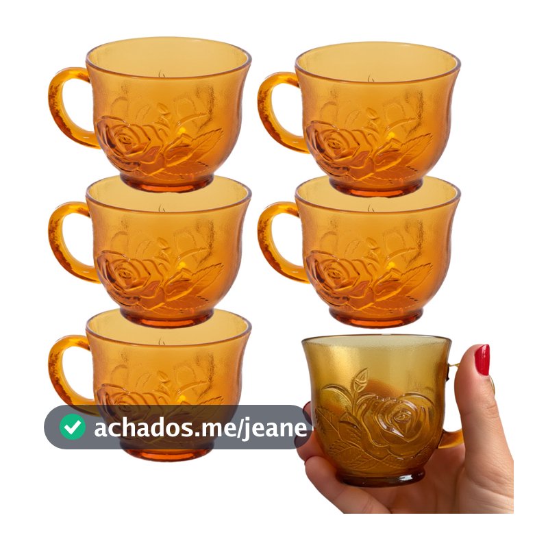 kit Jogo 6 Xícaras Âmbar 210ml Kit com 6 Unidades para Chá e Café