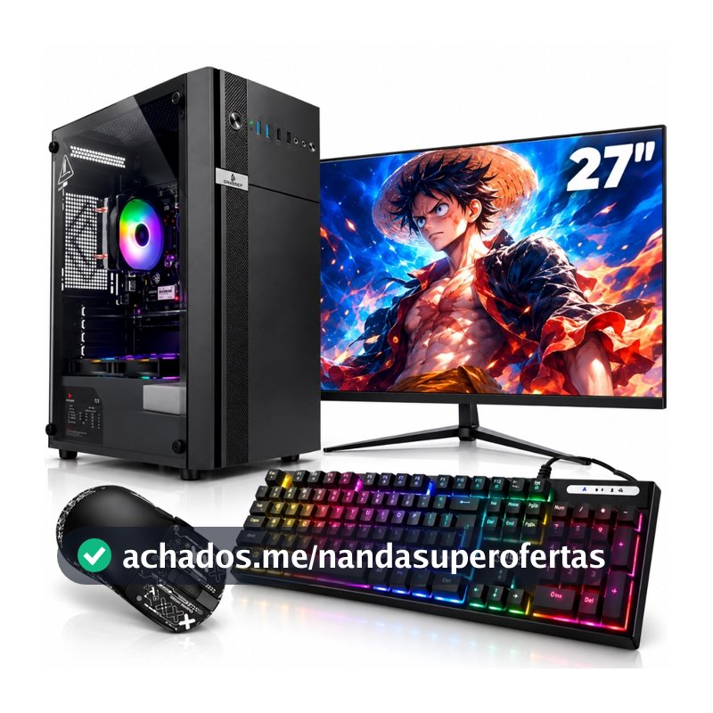 Computador Completo Pc Gamer I5 6400 8gb Monitor 27 Ssd 128 e HDD 500GB + Teclado Mêcanico RGB + Mouse Sem Fio