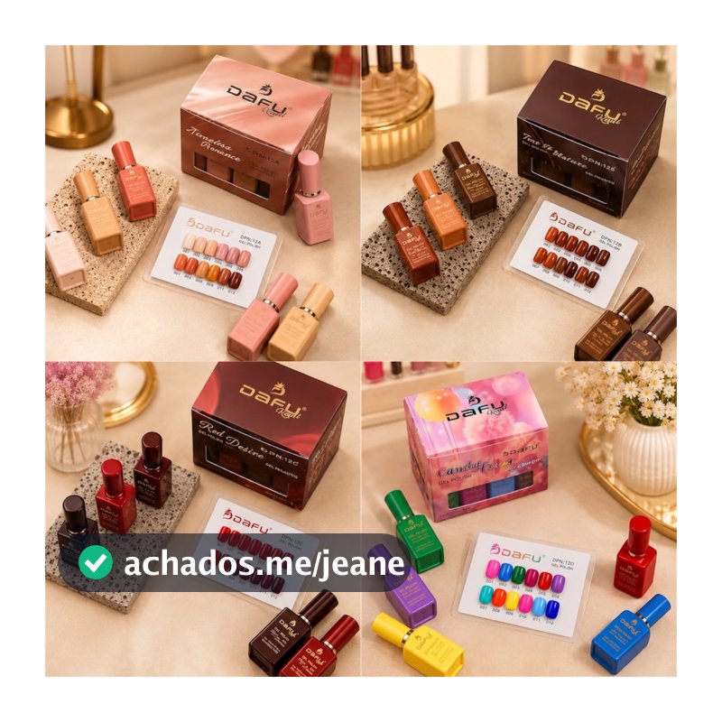 Kit 12 Esmaltes em Gel Amendoa Cremosa Dafu Tons nude 12 ml
