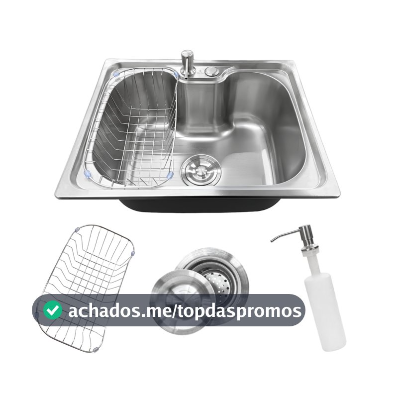 Cuba Gourmet Cozinha Pia Aço Inoxidável 60x42cm e 50x40cm com Acessórios