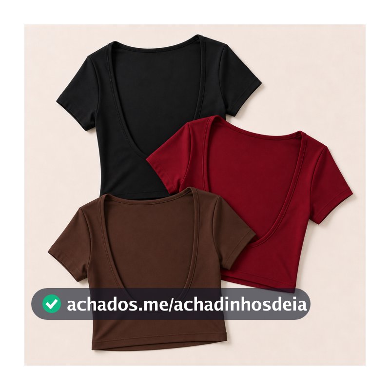 Cropped Costa Nua Feminina Ombro a Ombro manga curta Suplex Baby Tee Liso Casual Básico Tecido Duplo