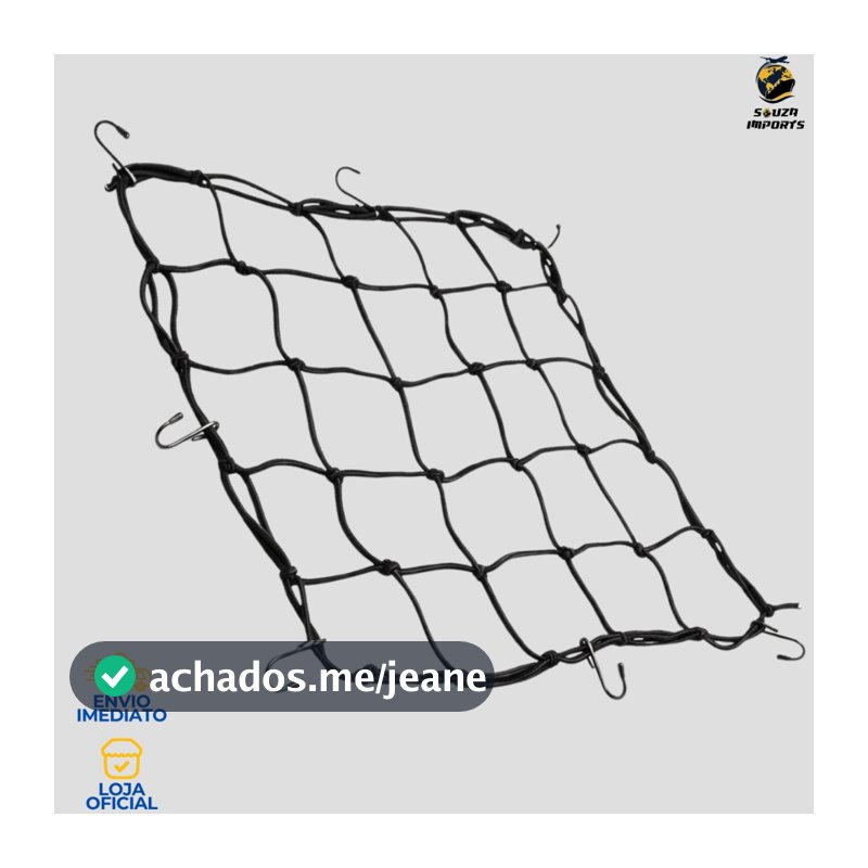 Rede Elástica Aranha Moto Capacete Bagageiro 30x30cm Com Ganchos