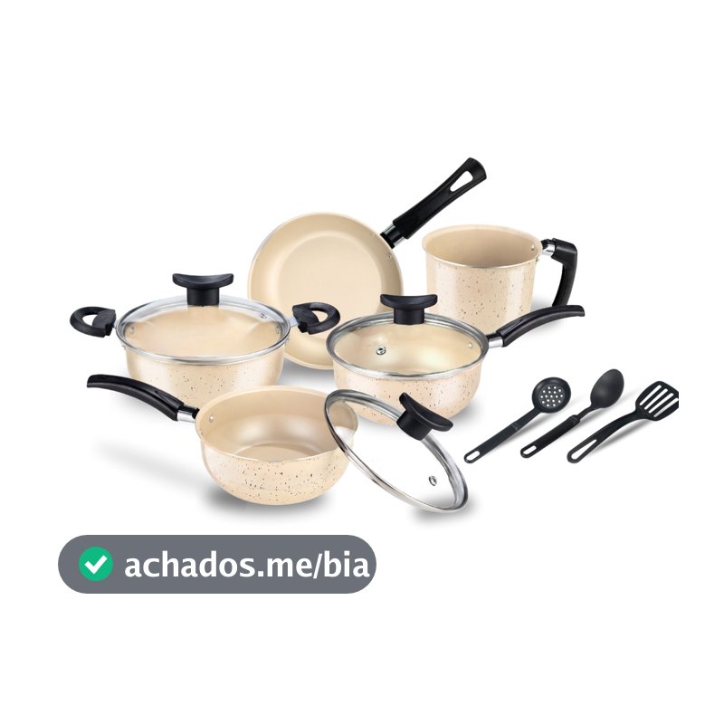 Kit Jogo De Panelas Brasilia 8 Peças Antiaderente Teflon