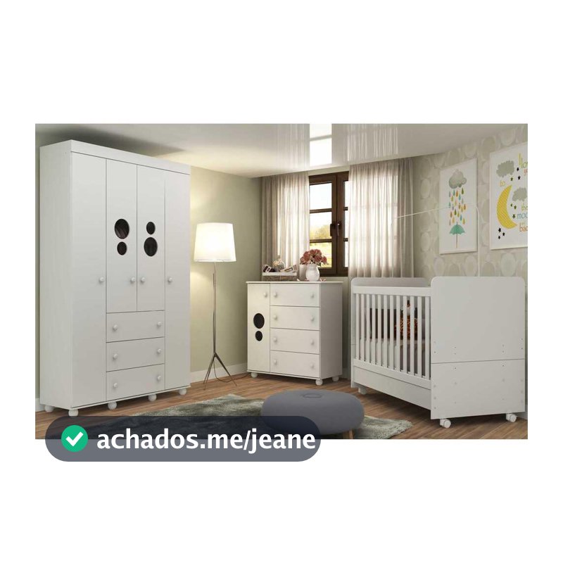 Quarto Completo Infantil com Colchão Incluso Pimpolho Multimóveis Branco