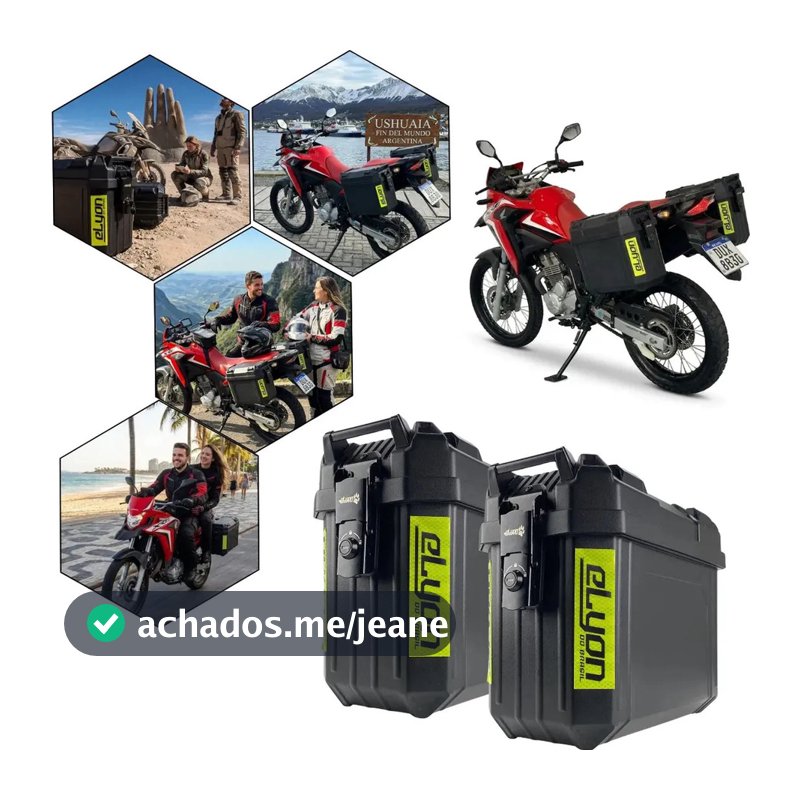Kit Par Bau Bauleto Lateral 32 Litros Preto Com Suporte Universal