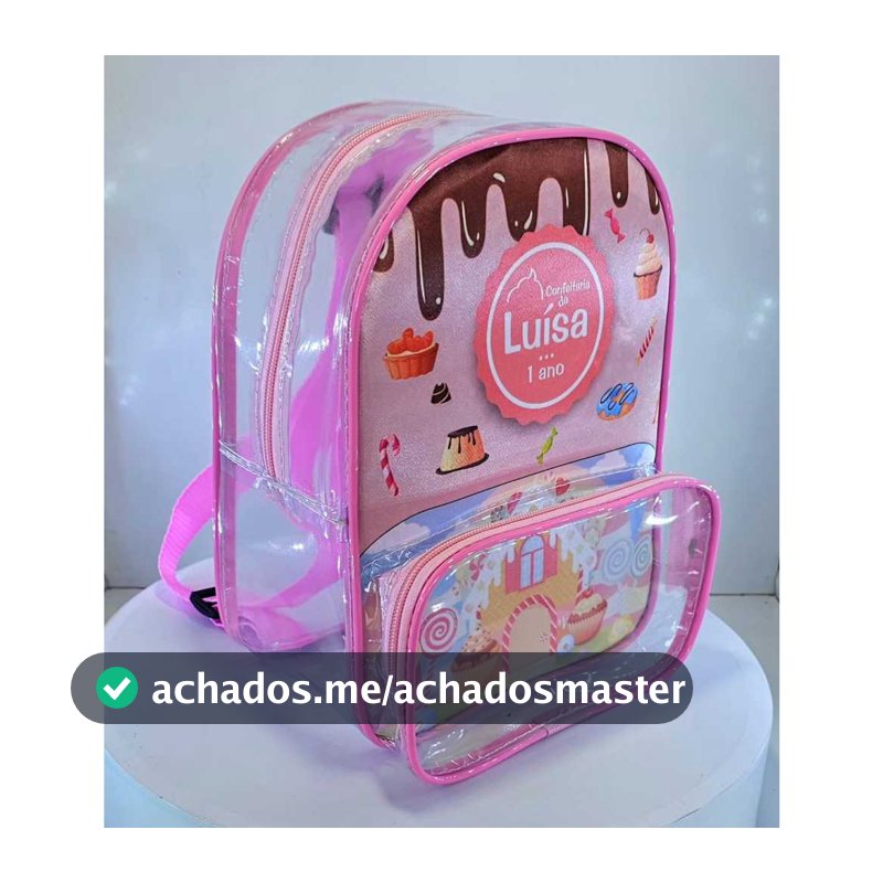 kit 20 Mochilinhas Transparentes Com Bolso Personalizadas Lembrancinhas 20X25X10