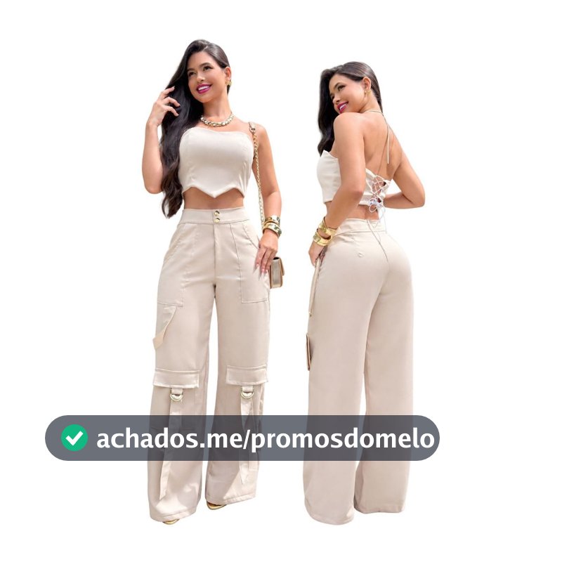 Conjunto, Calça cargo pantalona + CORSET Alfaiataria premium PP ao XGG