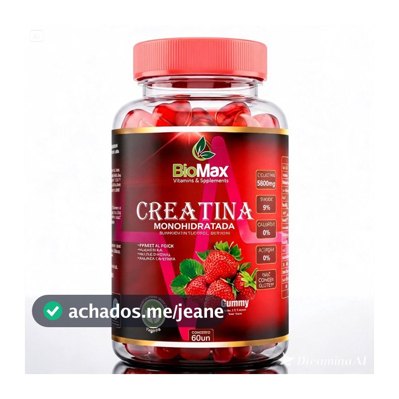 CREATINA EM GOMA SABOR MORANGO MONOHIDRATADA 60UN