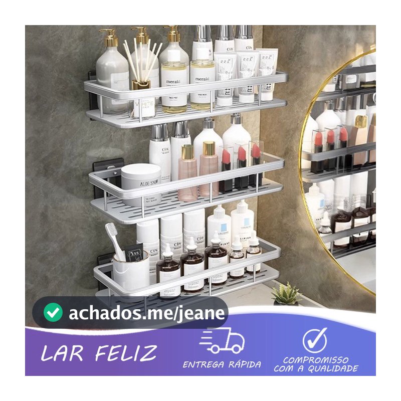 KIT 3 Suporte Prateleira De Canto Para Banheiro / Cozinha-Uso multifuncional