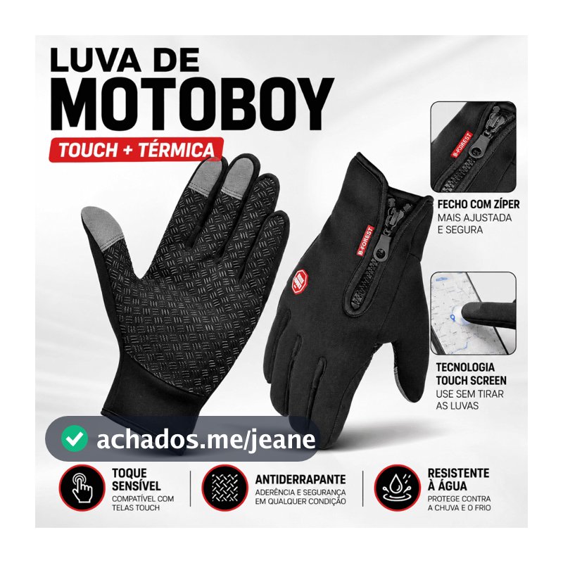 Luva Impermeável Moto Bike Térmica Touch Touchscreen Antiderrapante Proteção Chuva Inverno Frio