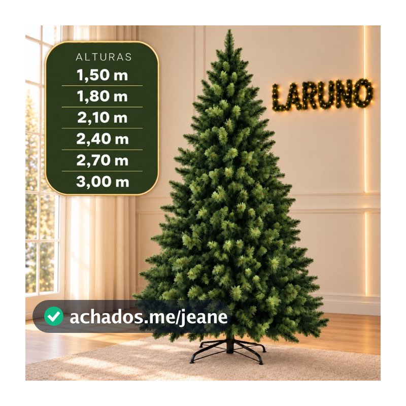 Arvore De Natal Pinheiro 1,5m 1,8m 2,1m 2,4m 2,7m e 3m  2.500 galhos Premium e Tradicional Decoração natal LARUNO
