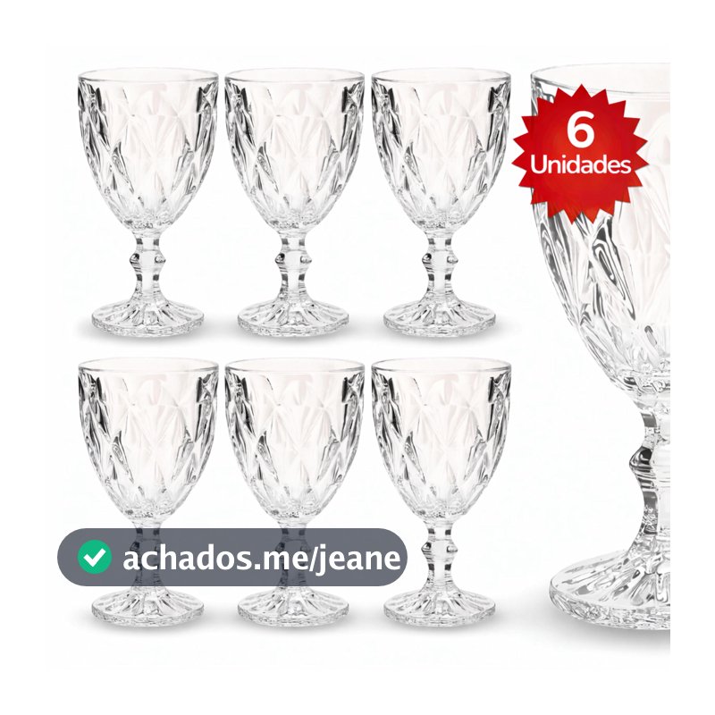 Jogo de 2, 4 e 6 Taças Diamante Copo Vidro Transparente Taça Gourmet Bico De Jaca 330ml