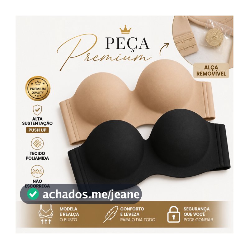 Sutiã TOMARA QUE CAIA PREMIUM Poliamida Alta Sustentação Bojo Alças Removíveis Verão Confortável Push Up
