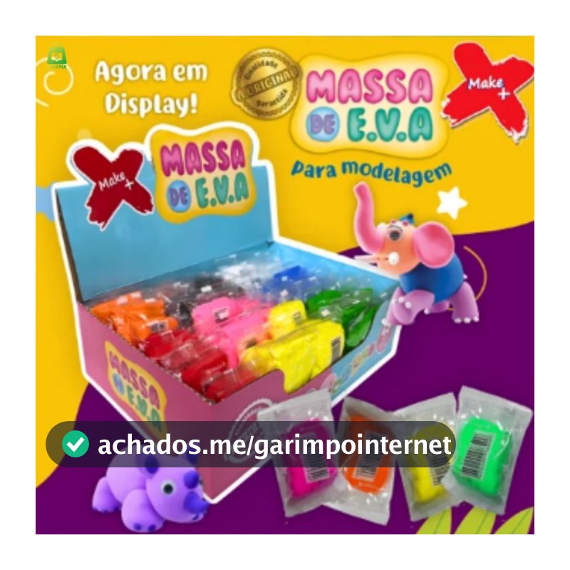 Massa De Eva 480g Make + Alta Qualidade 48 Unidades Sortidas Modelagem Infantil Diversão Brinquedo