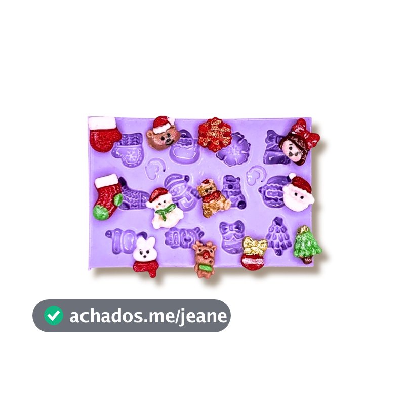 F1803 MOLDE DE SILICONE NATAL MINI ENFEITES NOEL CONFEITARIA BISCUIT