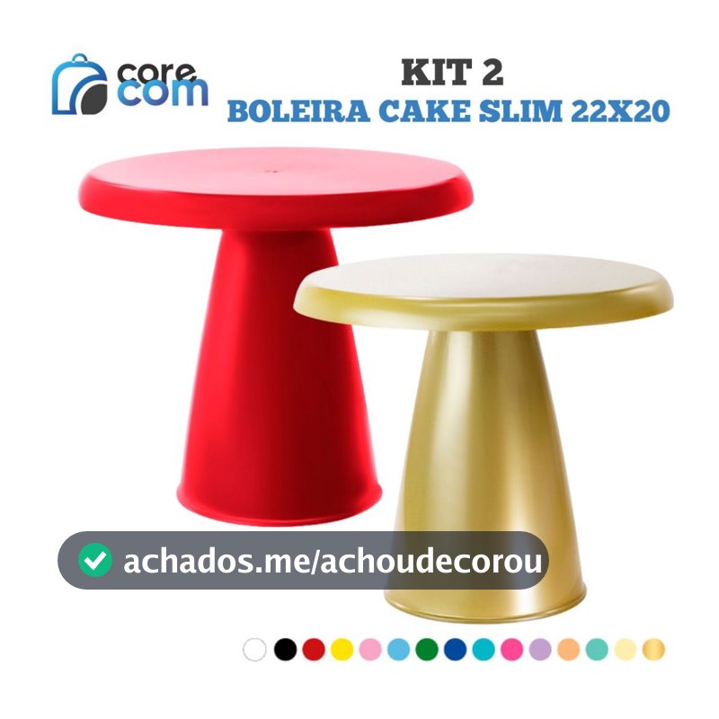 Kit 2 Boleira Cake Slim (22x20 cm) - Várias Cores