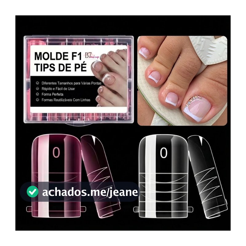 Molde F1 Unha Pé Formatos 120 Moldes 12 Tamanhos Unhas De Pé Profissional para Pés • Reconstrução de unhas