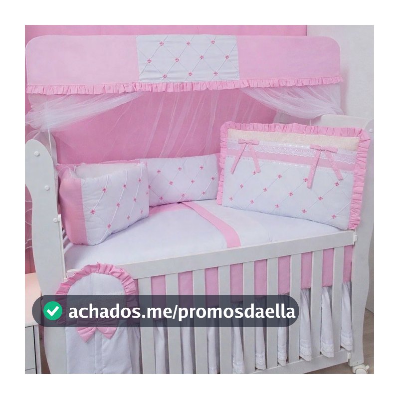Kit Berço Enxoval Bebe Menina Baby Flower Rosa 9 Peças
