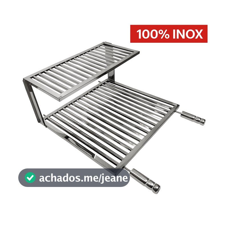 Grelha Uruguaia Parrilla Inox 430 Reforçada com Grelha Auxiliar Descanso Para Churrasqueira Gourmet