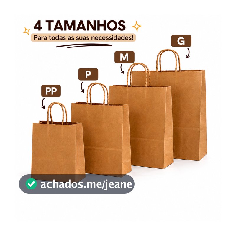 Sacola Kraft com 10 unidades tamanho PP P M G Lembrancinhas Presente