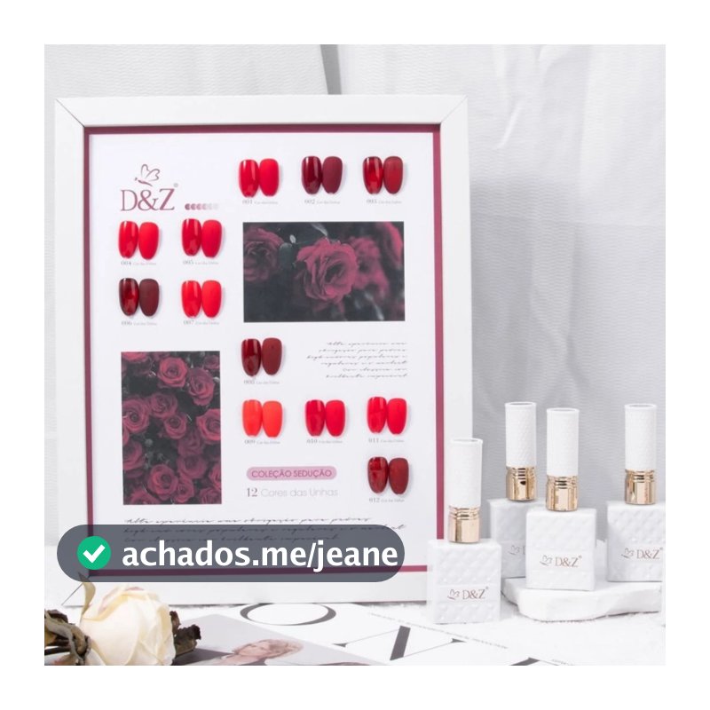 Kit Esmaltes em Gel 12 Cores D&Z Coleção Premium Alta Pigmentação Manicure Nail Designer