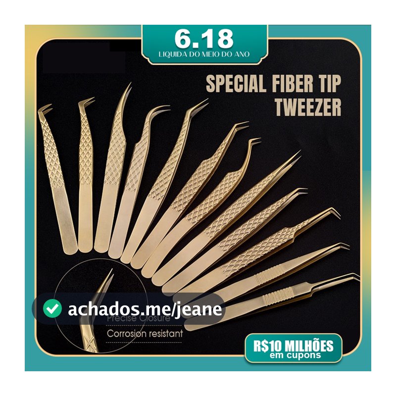GEMERRY 1 Pcs Pinça De Extensão De Pestanas Com Pontas De Fibra Aço Inoxidável Dourada De Alta Precisão Para Ferramentas