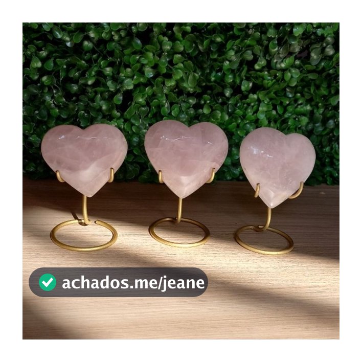 Coração quartzo rosa lapidado - base metálica inclusa- coração de quartzo rosa pedras naturais