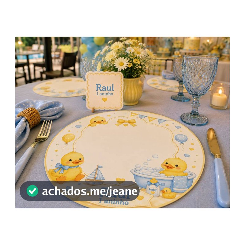 Sousplat de Papel Personalizado 30 cm Patinho - Fazemos todos os Temas - Papel Offset 180g
