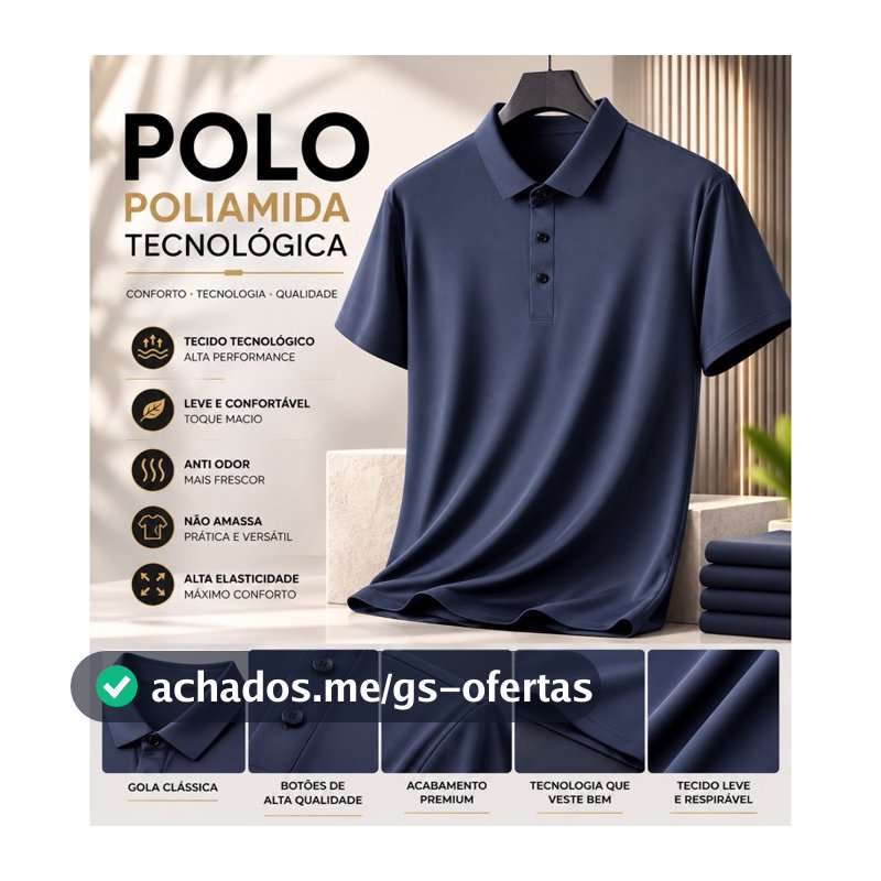Polo Poliamida  Tecnológica Premium Anti Odor Conforto Masculina