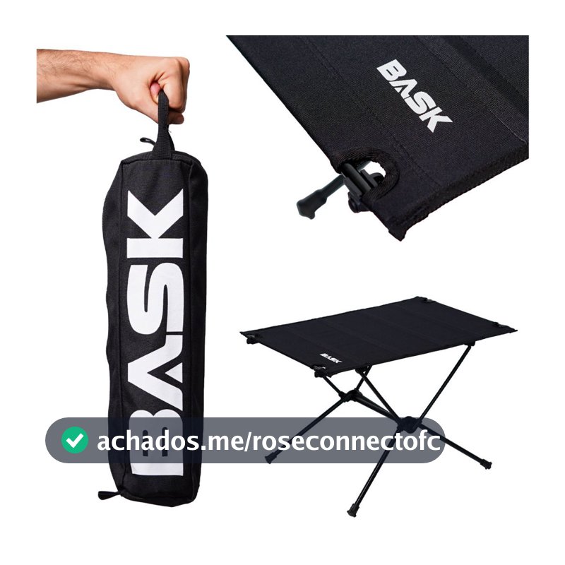 Mesa Camping Bask Alumínio Dobrável Tampo Oxford Ultraleve Portátil Praia Piquenique Pesca Acampamento