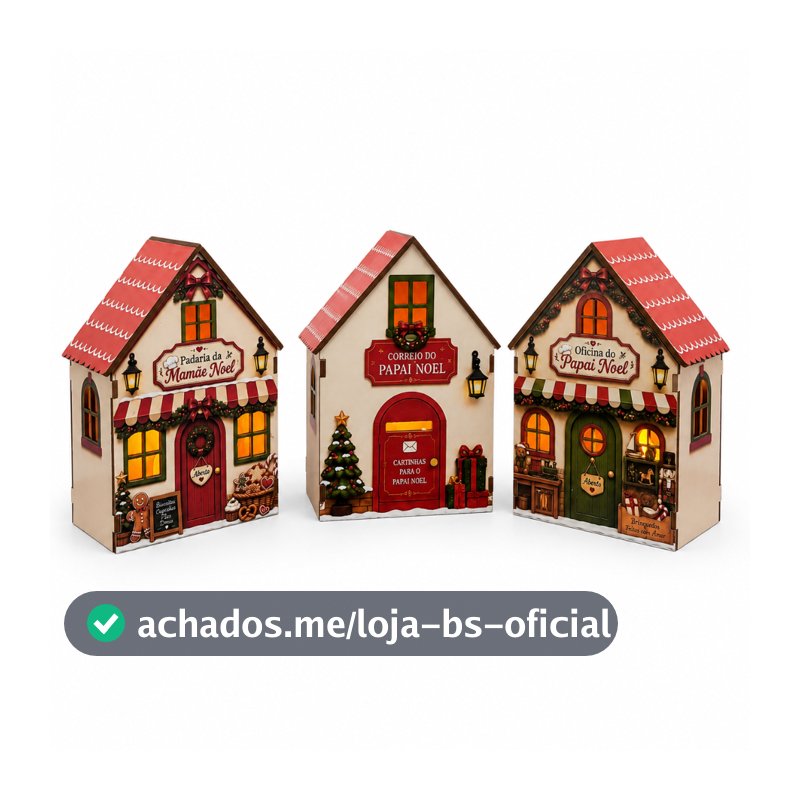 Kit Vila Natalina Casinhas de Natal Iluminadas Decoração Natal