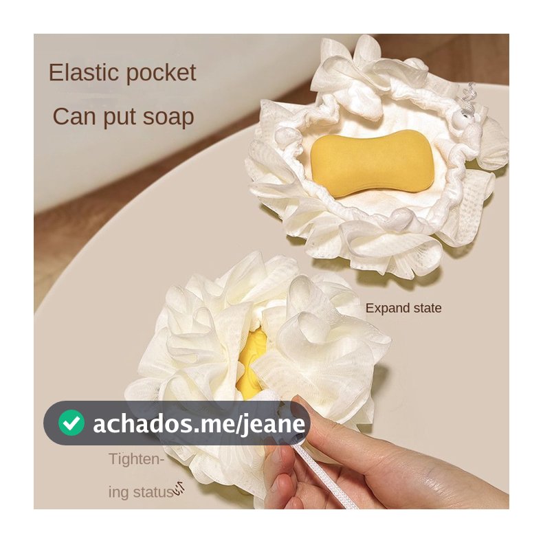 Esponja De Banho De Renda Floral Macia E Adequada Para A Pele-Saco De Armazenamento De Sabonete 2 Em 1 Gel Esfoliante