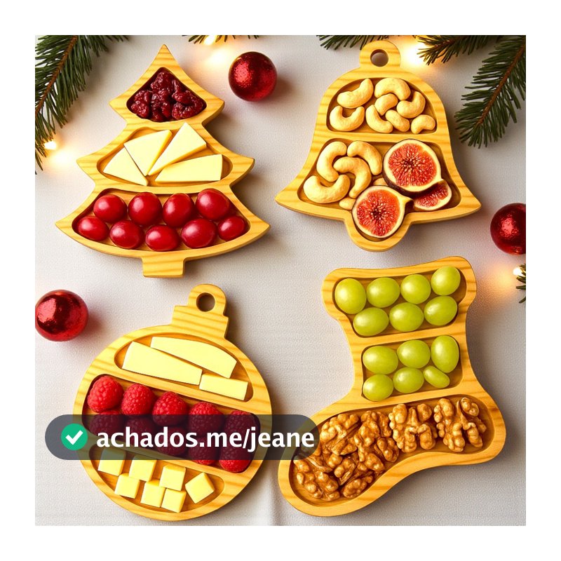Kit Tábua de Queijo Petisqueiras Aperitivo Madeira Pinus Para Servir Decoração Natalina Mesa Ceia de Natal