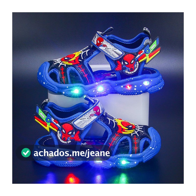 Sandálias Infantis  menino Verão Cartoon Spiderman Sapatos Infantis Casual Shoes Light Soft