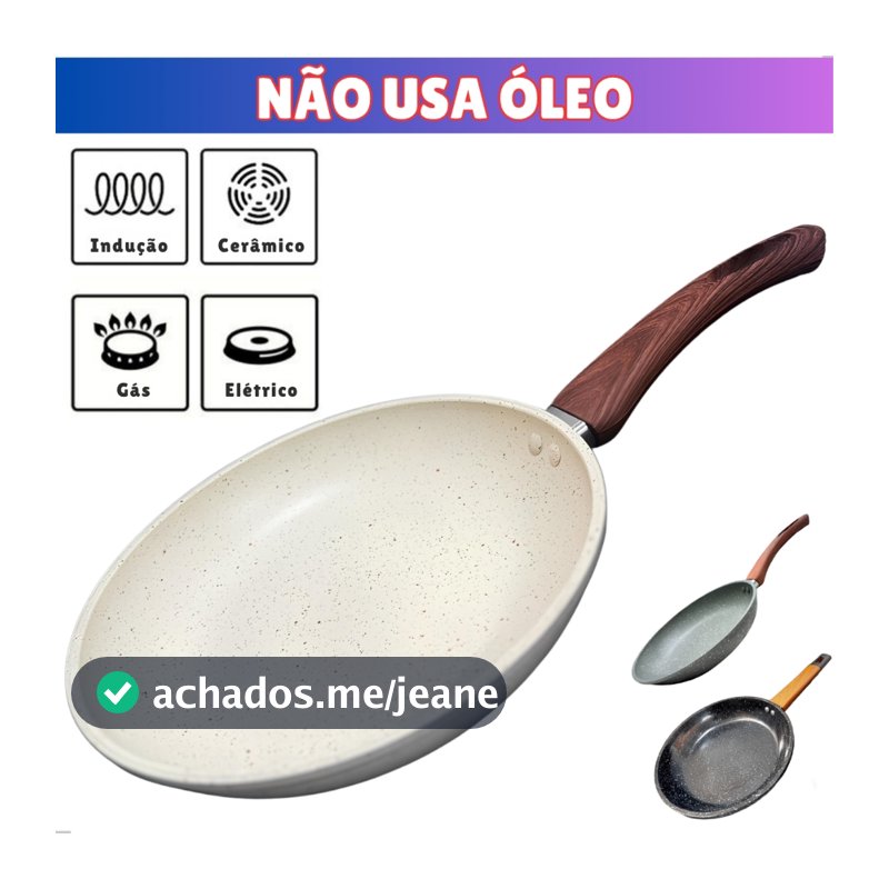 Frigideira Antiaderente Indução Cerâmica Premium Todos Fogões Cabo Térmico Não Gruda