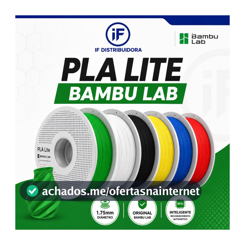 Filamento PLA Bambu Lab Lite 1Kg 1.75mm Original com Carretel Várias Cores Impressora 3D