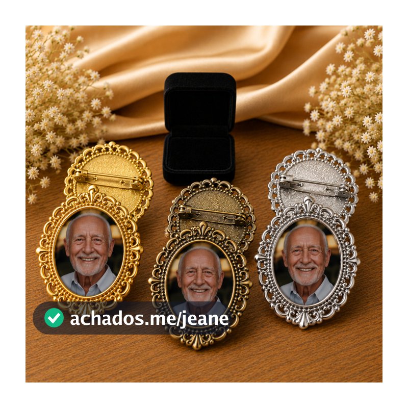 Broche de Noivo Luxo para Terno Personalizado Com Caixa Fotos Homenagem Noivas e Noivos