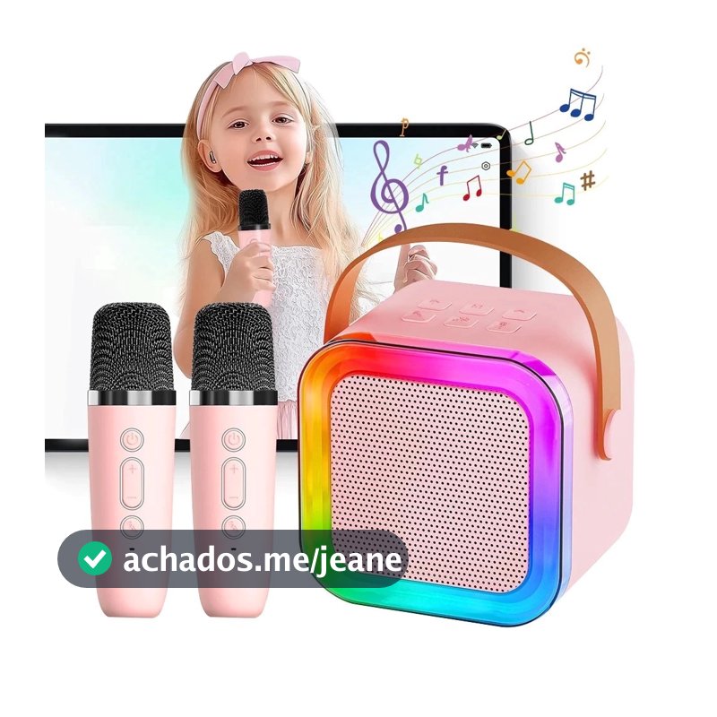 Karaoke Alto-falante Bluetooth com Microfone, Luzes LED e Diversão 1/2 mic  K12