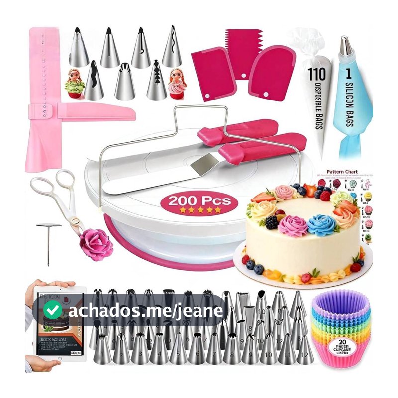 KIT 200/72pcs Decoração de Bico de Aço Inoxidável para Bolo-para Decorar Bolos,Cupcakes e Cookies,Presente para Confei