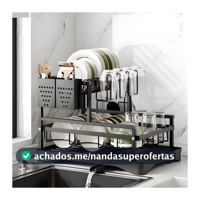 Escorredor de Louças Rack Aço Carbono Organizador Preto