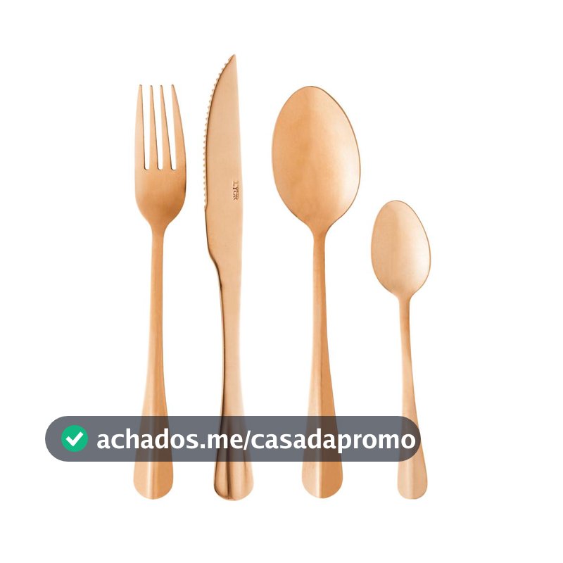 Faqueiro Lyor Positano 24 Peças Aço Inox Rose Jogo de Talheres Completo Garfos Facas Colheres Mesa Posta Jantar Presente
