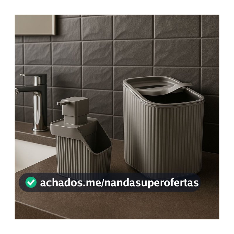 Kit Pia Cozinha Porta Detergente e Lixeira 3 Litros Usual Utilidades