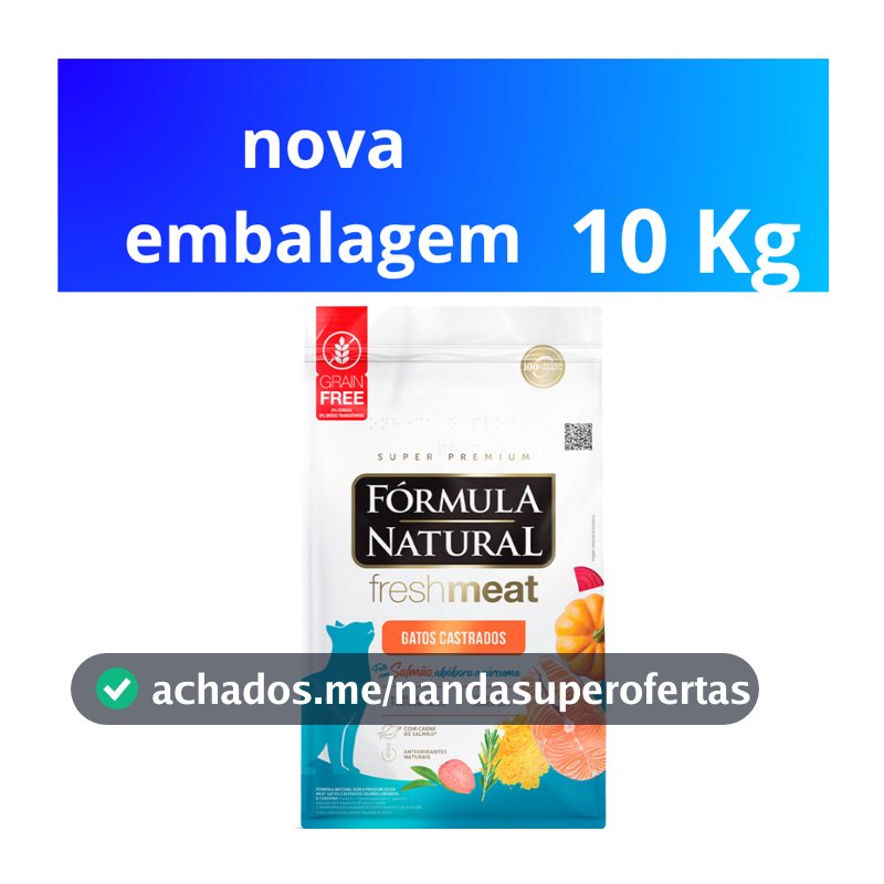 Ração Seca Fórmula Natural Fresh Meat Salmão para Gatos Castrados 10 KG